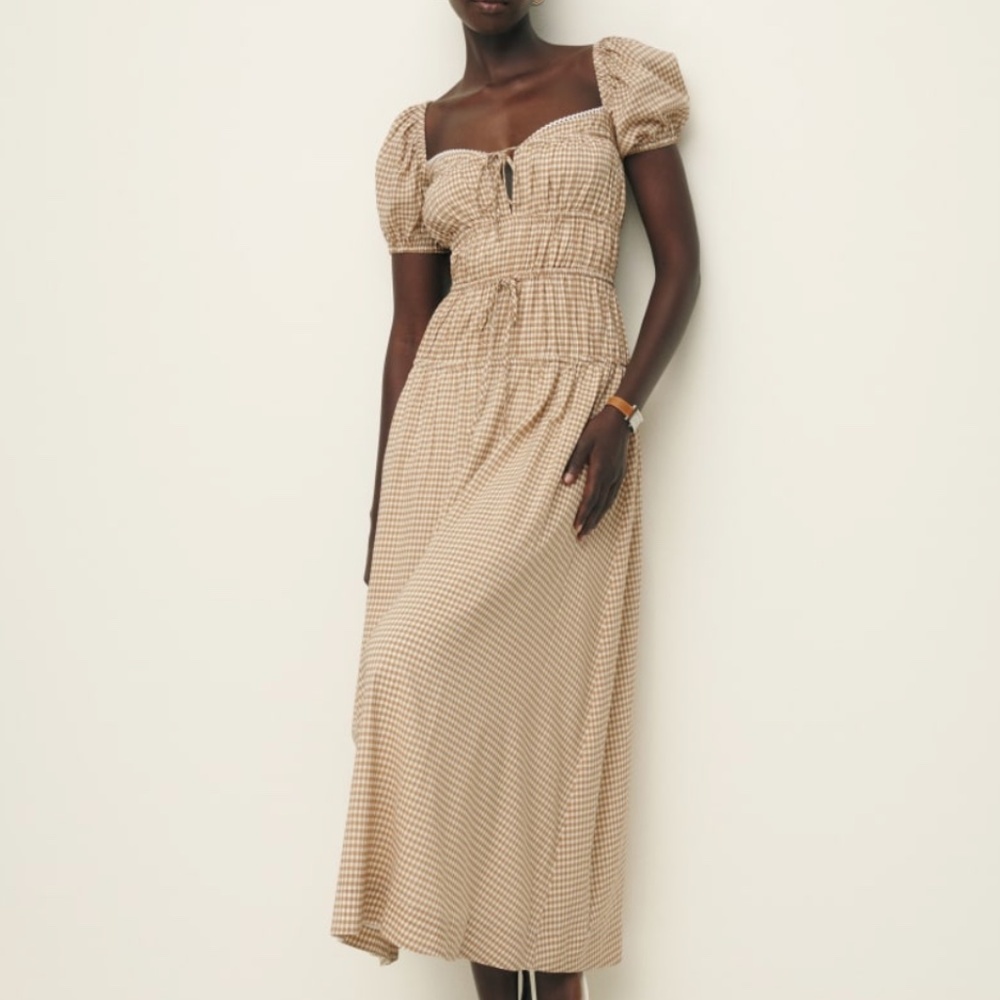 NEW Reformation Rhett Midi Dress - Anzo Check